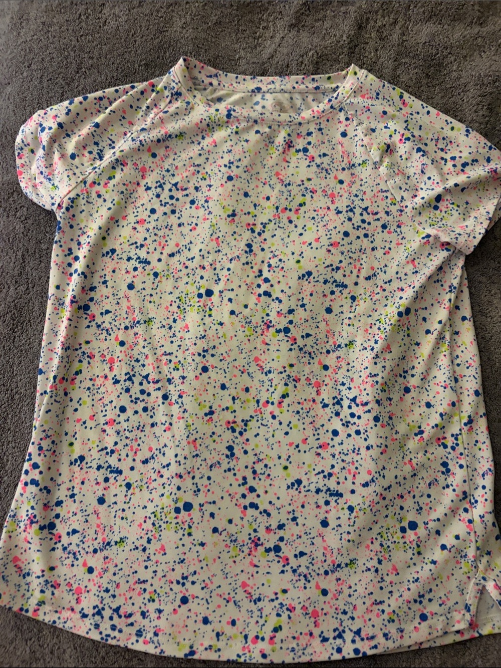 Russell Athletic White Short Sleeve Tee with Neon Splatter
